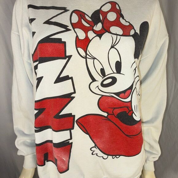 Vintage Disney Minnie Mouse Sweatshirt XL Made USA 90s Red Polka Dot Bow Graphic - Picture 5 of 15